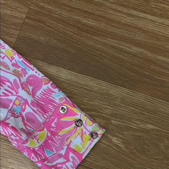 Lilly Pulitzer Pink and Yellow Dress excellent condition. Gold buttons small - Picture 5 of 6